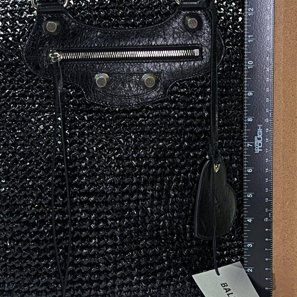 Balenciaga Women's Large Le Cagole Panier Black Raffia Tote Bag (MSRP $1,750) - Picture 12 of 13